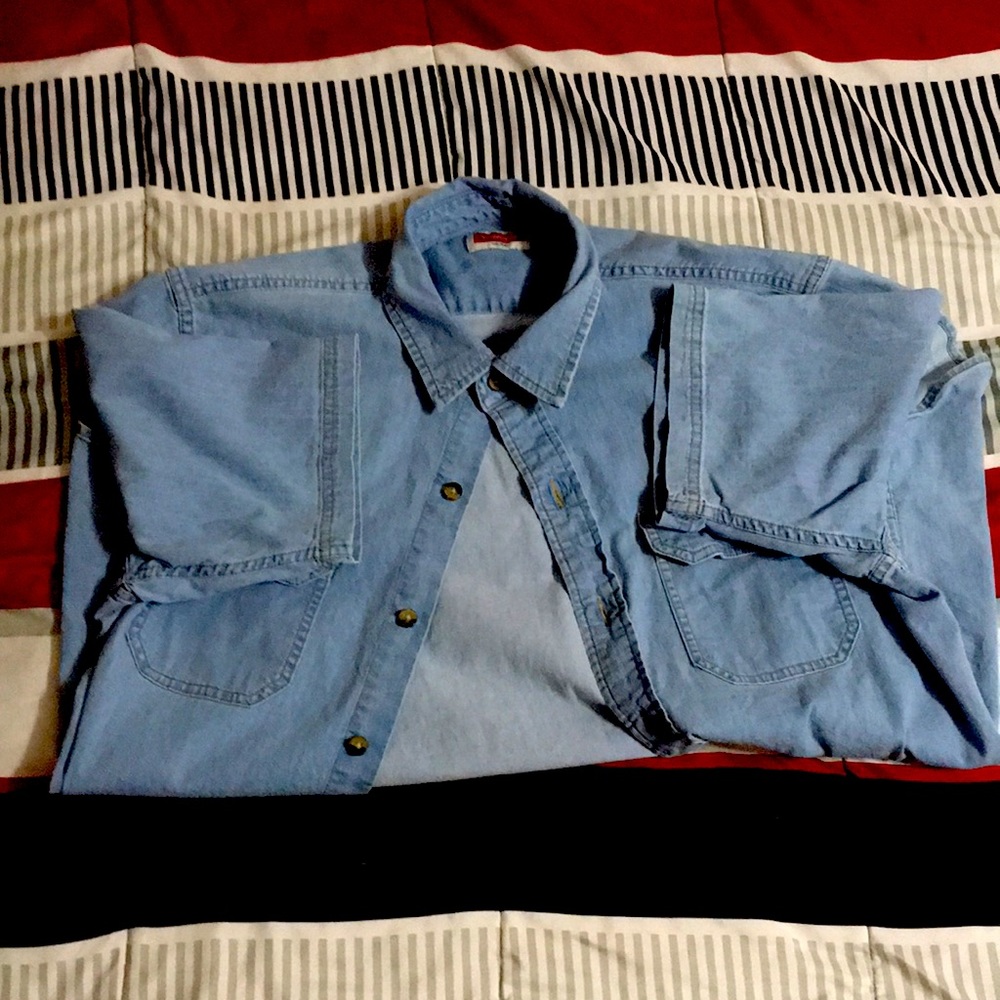 Medium, Blue, Wrangler, Button-up Shirt